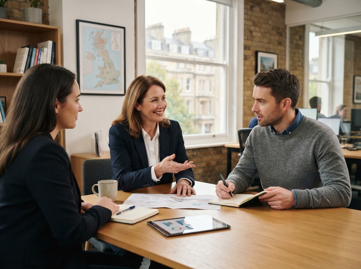 Caldersholl analysts collaborating on portfolio risk assessment